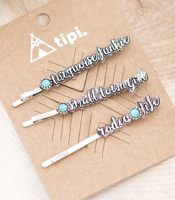 Turquoise BOBBY PIN SET OF 3