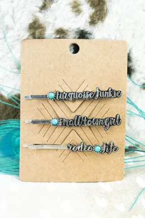 Turquoise BOBBY PIN SET OF 3