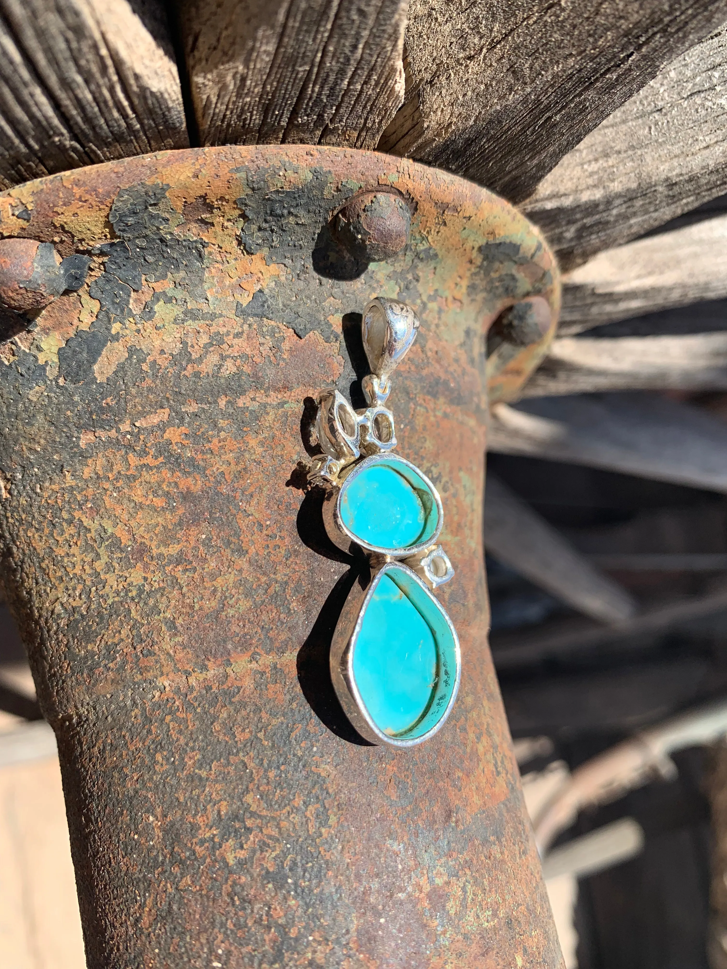 Turquoise, Pearl and Topaz pendant