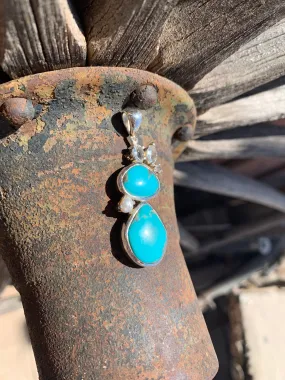 Turquoise, Pearl and Topaz pendant