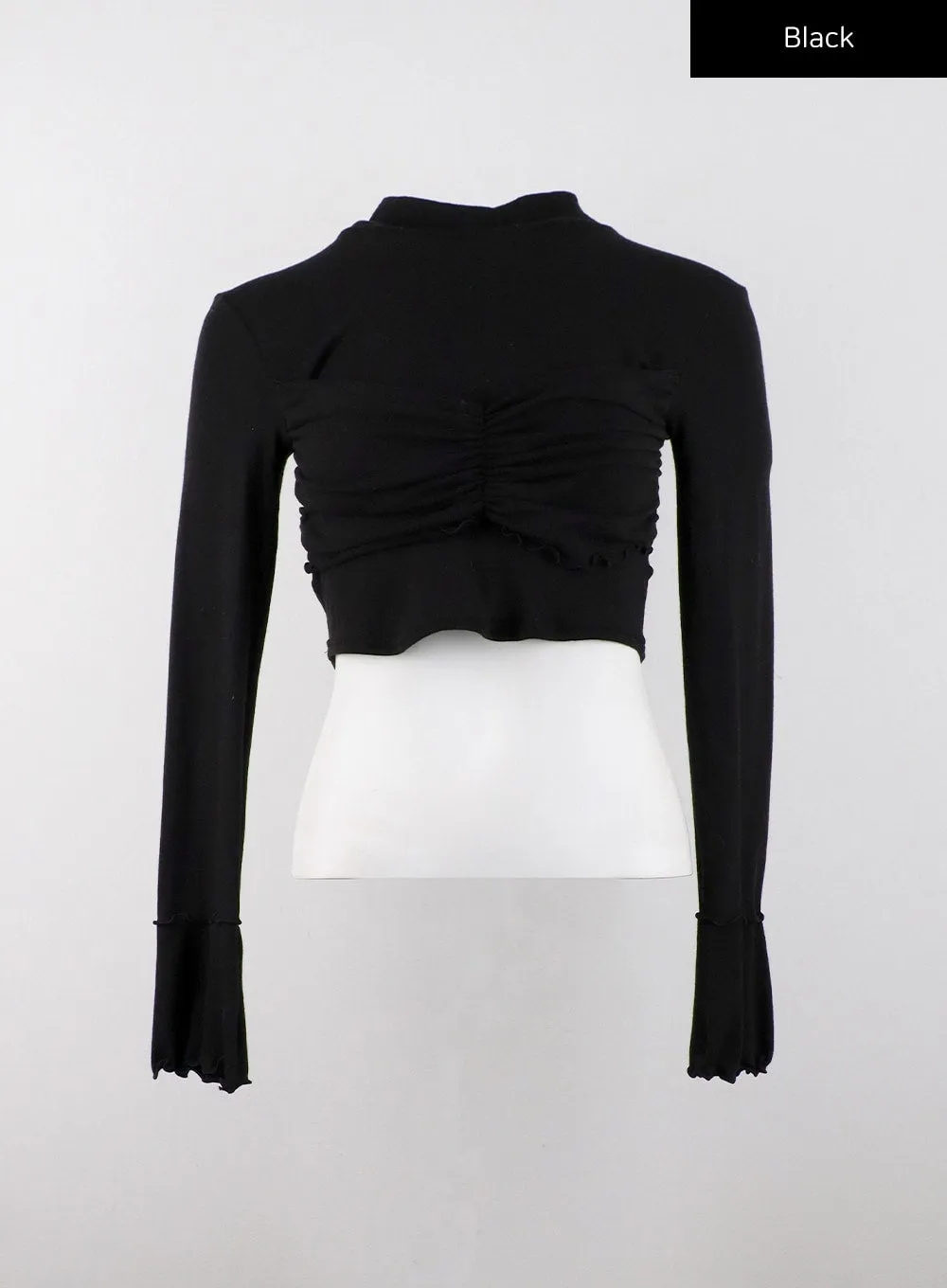 Turtleneck Rib Knit Long Sleeve Crop Top CD328