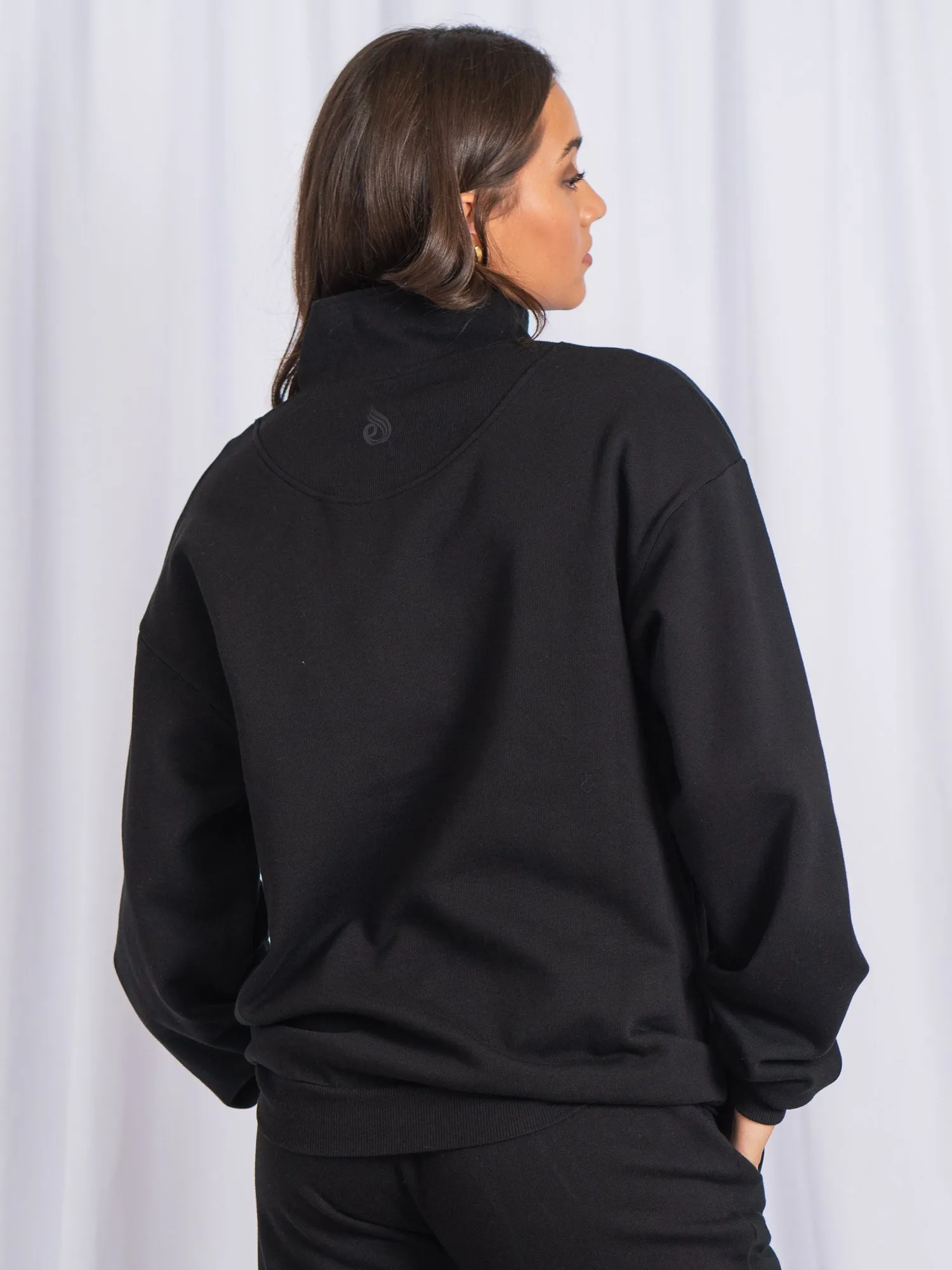 Unisex Half Zip Jumper - Black