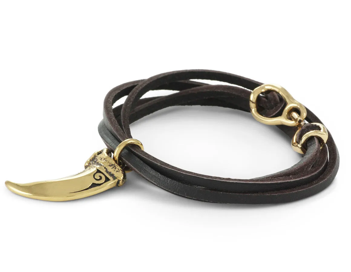 Wolf Claw Leather Bracelet - Bronze