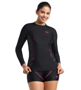 Women's Endurance Hyperboom Splice Suntop - Black  &  Electric Pink