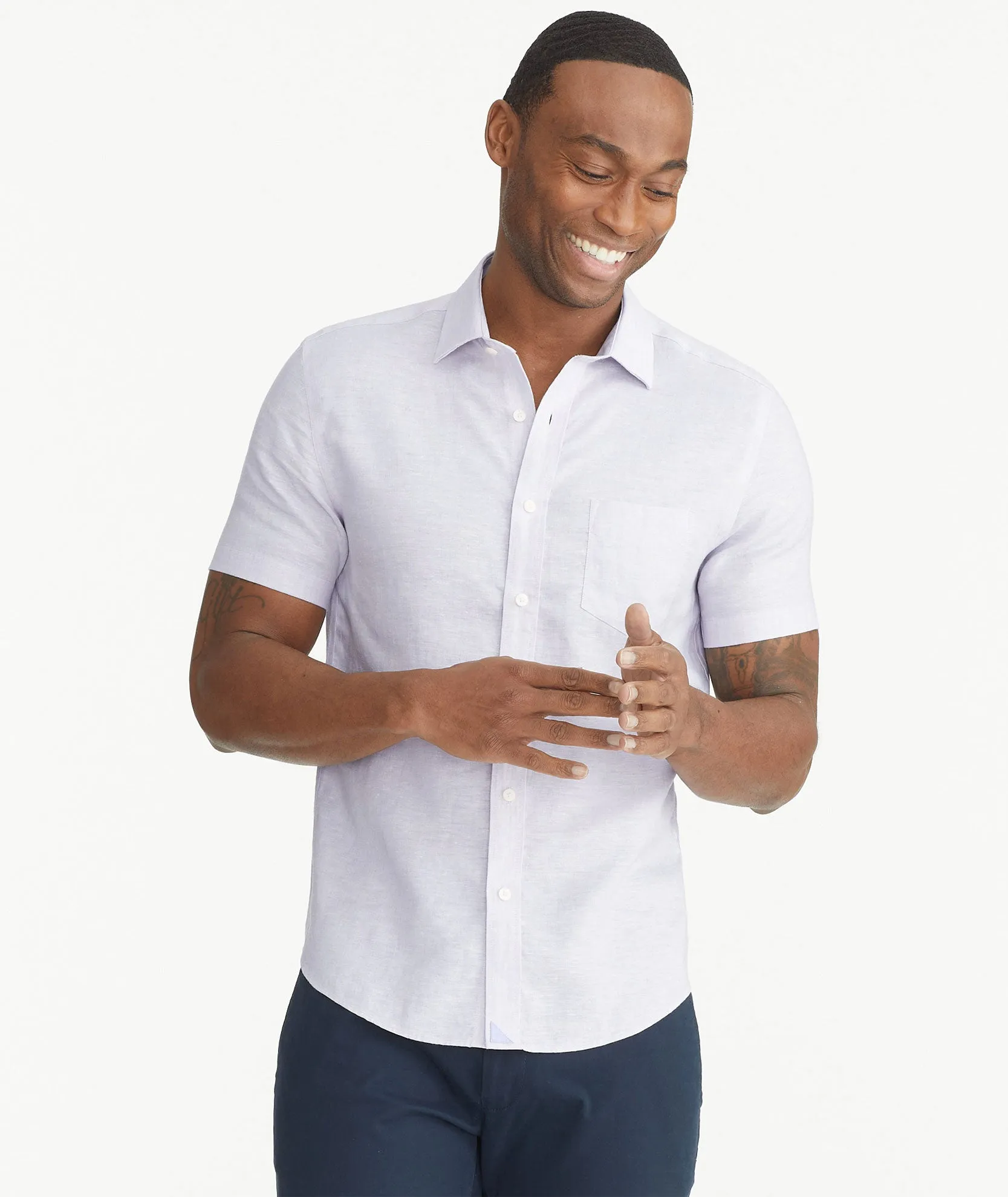 Wrinkle-Resistant Linen Short-Sleeve Cameron Shirt