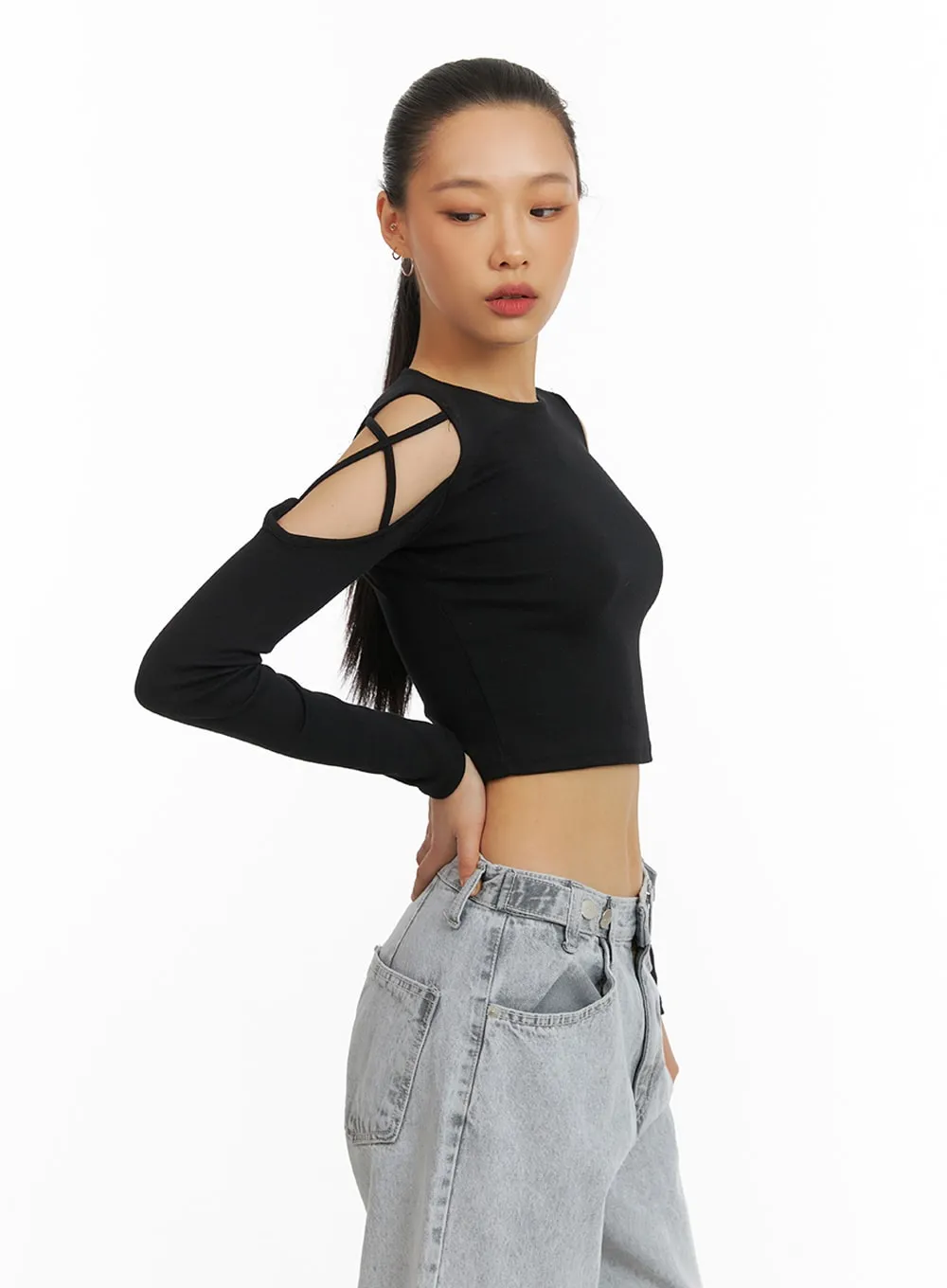 X-Strap Cut-Out Crop Top IA417