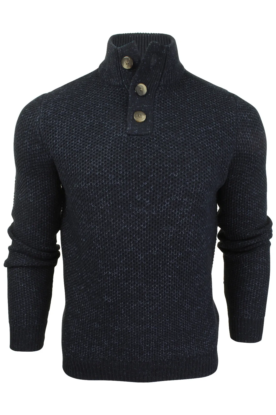 Xact Mens Wool Blend Quality Fleck Jumper 3 Button